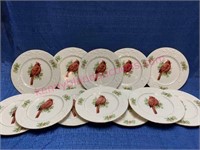 (12) Lenox Winter Greetings red cardinal plates