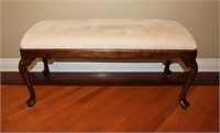 Queen Anne upholstered seat hall bench,