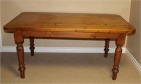 Solid pine table with carved legs 60.5  X 36.5"