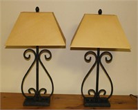 Pair of wrought iron base  table lamps 28"H