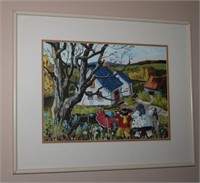 Framed print "Chesterville" signed Pauline Paquin,