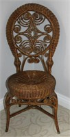 Ornate Victorian wicker vanity chair 37"H