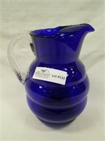Fenton Cobalt water pitcher with applied clear