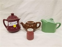 4 Unmatched pieces Hall ware, 3 cream pitchers