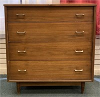 Mid-century modern walnut 4 drawer chest