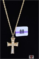 Pearl Cross Pendant Necklace