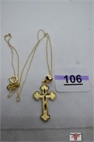 Gold Plate Necklace and Cross Pendant