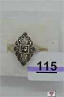Sterling Silver Marcasite Ring Size 9