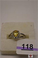 Silver Citrine Ring Size 9