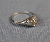 Vintage White Gold Filigree Diamond Ring