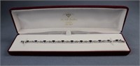 14K White Gold Sapphire Diamond Bracelet