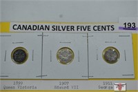 3- Canadian Silver Five Cents