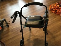 Aluminum wheeled walker/chair w/brakes