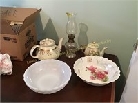 Milk glass bowl, bowl made in Germany, oil lamp &