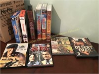 Box lot of DVD/VHS movies, John Wayne, Westerns