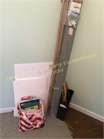 Blind 71”W x 64”L and clothes hangers and more