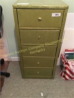 Fabric covered 5 drawer storage cabinet
