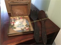 Picture frame, large wood spoon & fork & display