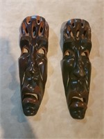 Pair of carved wood masks