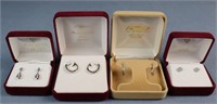 4 Pair 14K White Gold Diamond Earrings