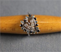 Ladies Unmarked White Gold Diamond Sapphire Ring