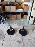 Pair of glass top side tables