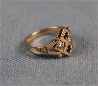 Yellow Gold Diamond Garnet Ring