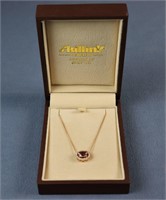 14K Yellow Gold Amethyst Diamond Pendant Necklace