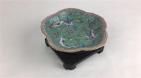 Beautiful Asian Dragon Footed Dish w/ Stand