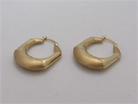 14k Yellow Gold Cushion Hoop Style Earrings
