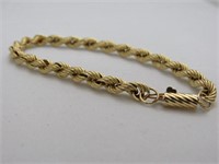 14K Yellow Gold Hollow Rope Bracelet