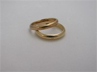 Two Plain 14k Yellow Gold Wedding Bands