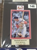 STAN MUSIAL SIGNED PHOTO 8 X 10 MATTED
