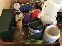 Plastic pitchers, mugs & lamp