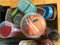 Plastic containers, cooking pan & pitcher