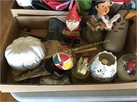 Snow globe, figurines & UofL gnome