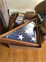 American flag in wood display case