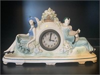 Antique porcelain lady & harlequin clock