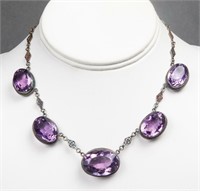 Antique Victorian Style Silver Amethyst Necklace