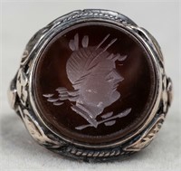 Vintage Silver Intaglio Carnelian Ring