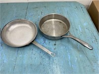 Pair Frying Pans S/S 9.5" & Aluminium 10"