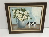 Cow and Flowers Painting