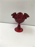 Red Fluted Glass Vase (Fenton?)