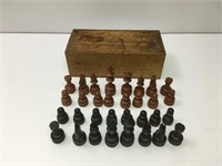 Wooden Chess Piece Set & Box