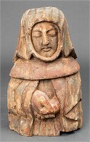 19th C. Folk Art Carved Wood Santos Figure