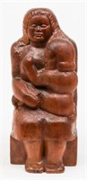 Folk Art "Mother & Child" Carved Wood Sculpture