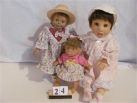 1 lot of 3, Funny Faced Dolls
