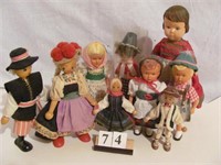 1 lot of 9, assorted International Dolls
