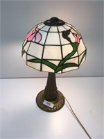 Vintage Lamp with Stained Leaded Glass Shade