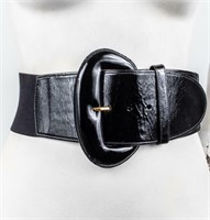Donna Karan Patent Leather & Elastic Belt